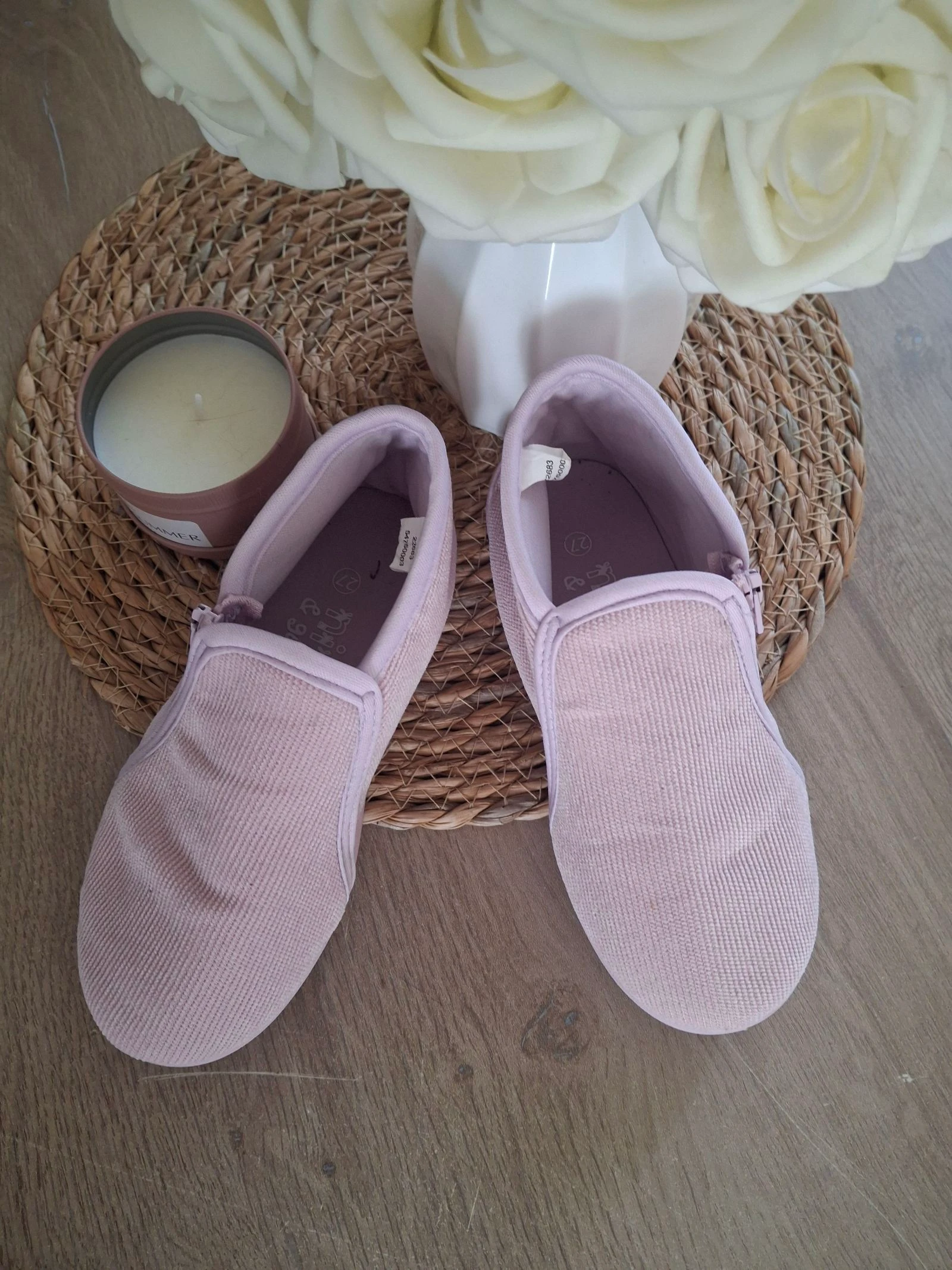 Chaussons montants en velours cotele rose pointure 27 nini and girls